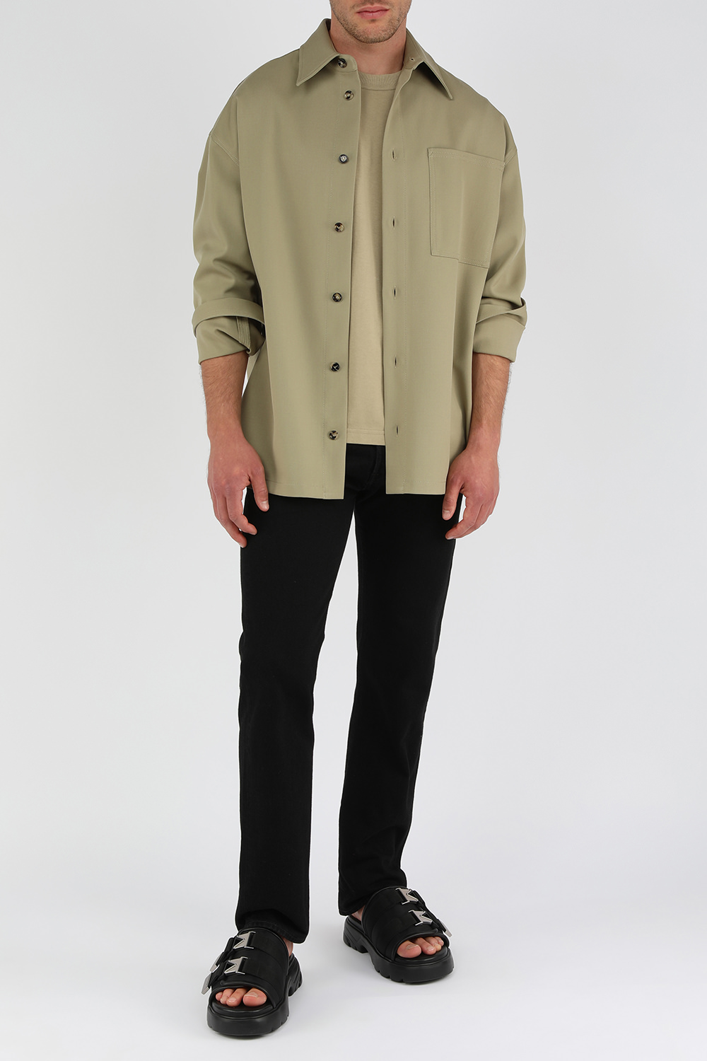 חולצת אוברסייז חומה מכופתרת